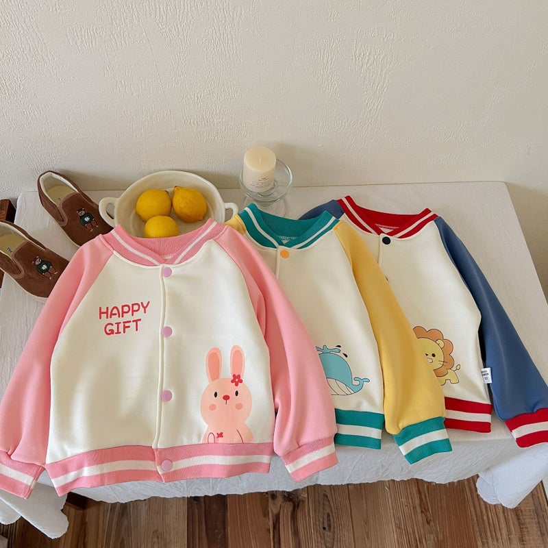 Children'S Baseball Suit Coat Korean Style Boys And Girls Milk Silk Warm Jacket Baby Top - Image 4