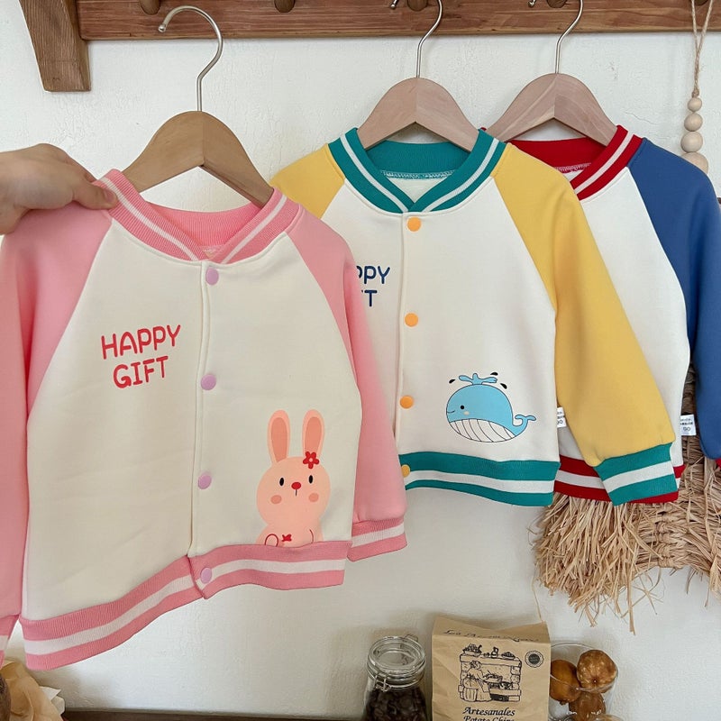 Children'S Baseball Suit Coat Korean Style Boys And Girls Milk Silk Warm Jacket Baby Top - Image 3