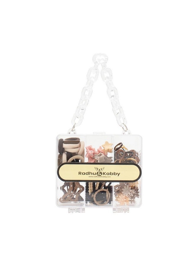 Radhu & Kabby Hair Accessories Set for Kids | Includes Hair Ties, Hair Clips, and Clutchers | Easy to Carry & Gifting | Neutral Shades - Image 4