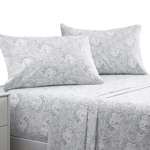Mellanni King Sheets Set - 4 PC Iconic Collection Bedding - Hotel Luxury, Extra Soft, Cooling Bed Sheets - Wrinkle, Fade, Stain Resistant (King, Paisley Gray) - Image 1