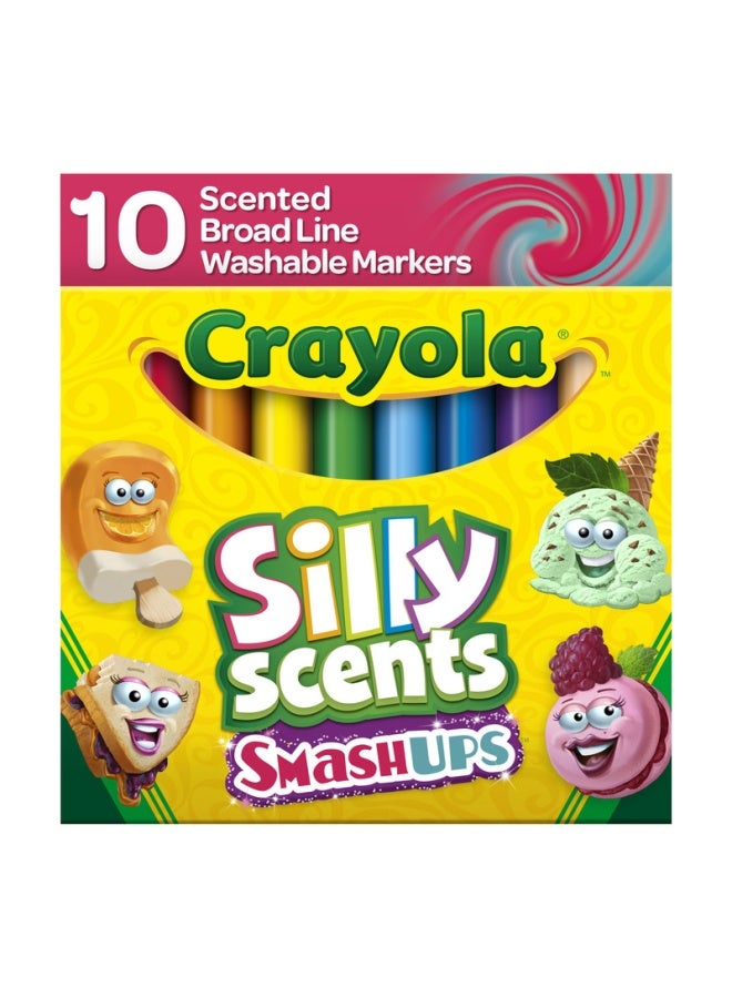 Crayola 10 Ct Silly Scents Smash Ups, Broad Line Washable Markers - Image 1