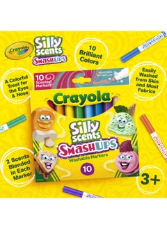Crayola 10 Ct Silly Scents Smash Ups, Broad Line Washable Markers  - Image 2