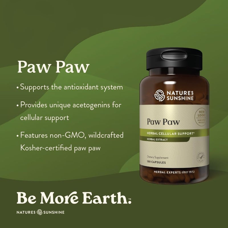 Nature's Sunshine Paw Paw Herbal Extract - 180 Capsules for Cellular Support - Image 2