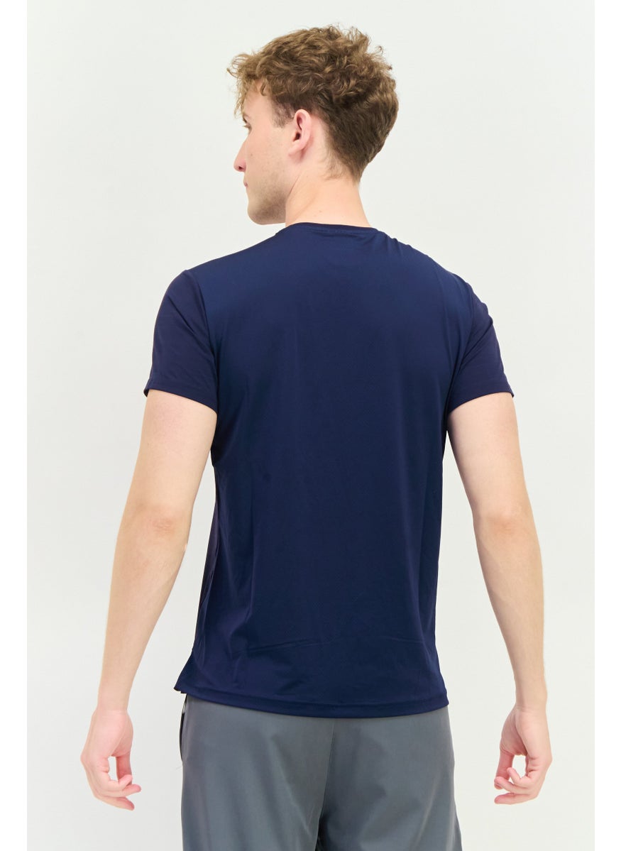 Reebok Men Sportwear Fit Short Sleeve Running T-Shirt, Navy  - Image 2
