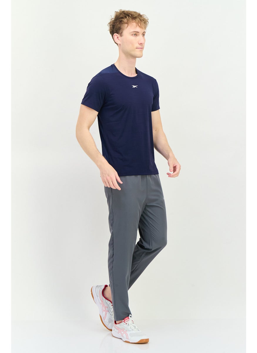 Reebok Men Sportwear Fit Short Sleeve Running T-Shirt, Navy  - Image 3