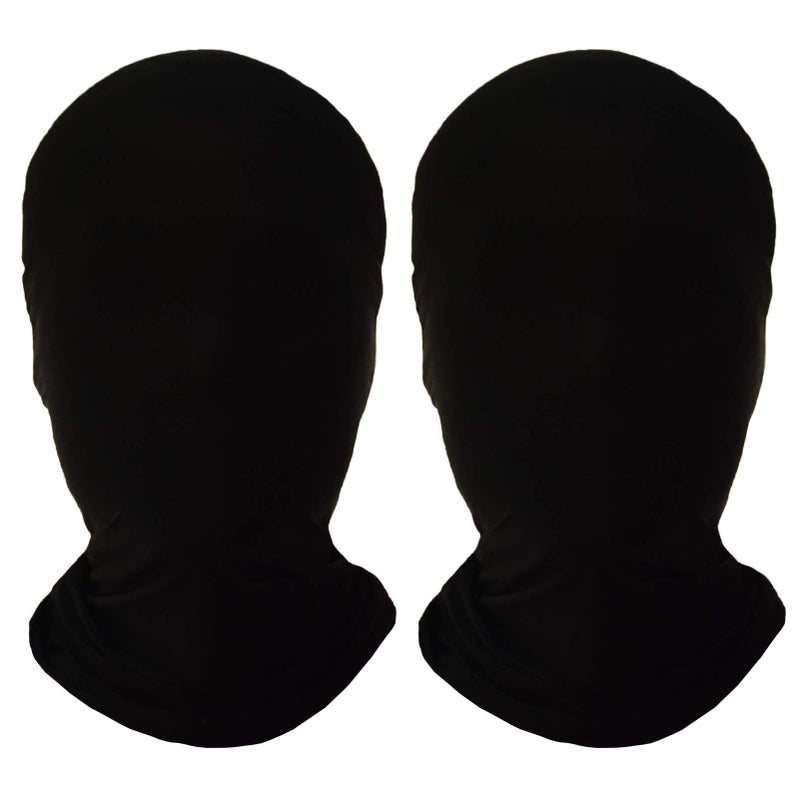 HOMELEX 2 Pieces Full Face Mask 2nd Skin MasksHalloween Spandex Hood for Unisex ClothBlack