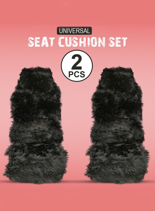 Agc 2 Piece Sheepskin Fur Car Seat Covers Universal Size Long Wool Car Seat Cushion for Adult Man and Women - Image 1