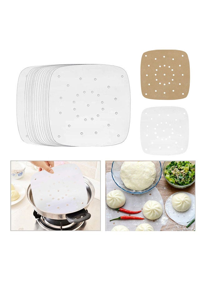 100-Piece Perforated Square Non-Stick Air Frying Paper White 9inch - Image 2