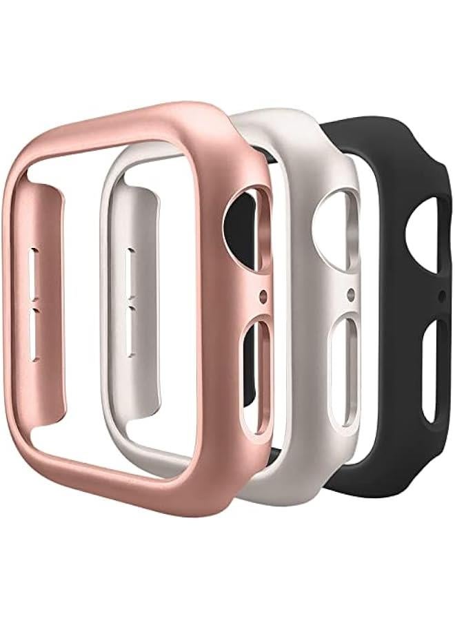 3 Pack Compatible for Apple Watch Case 40mm Series 6 Series 5 Series 4 / SE, Hard PC Bumper Case Protective Cover Frame 【NO Screen Film】 Compatible for iWatch 40mm, Black/Rose Gold/Starlight - Image 1