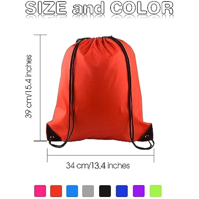 rayihni Drawstring Backpack 8 Pcs Waterproof Drawstring Gym Bag String Swimming Bag for Adults and Kids Folding Beach School Sport Toiletry Trainer Bag Travel Organiser Bag for Clothes Shoes - Image 5