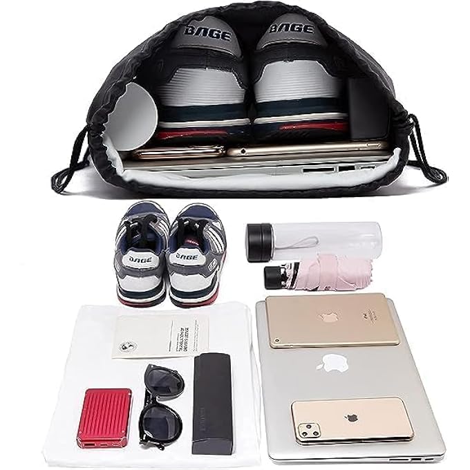 rayihni Drawstring Backpack 8 Pcs Waterproof Drawstring Gym Bag String Swimming Bag for Adults and Kids Folding Beach School Sport Toiletry Trainer Bag Travel Organiser Bag for Clothes Shoes - Image 3
