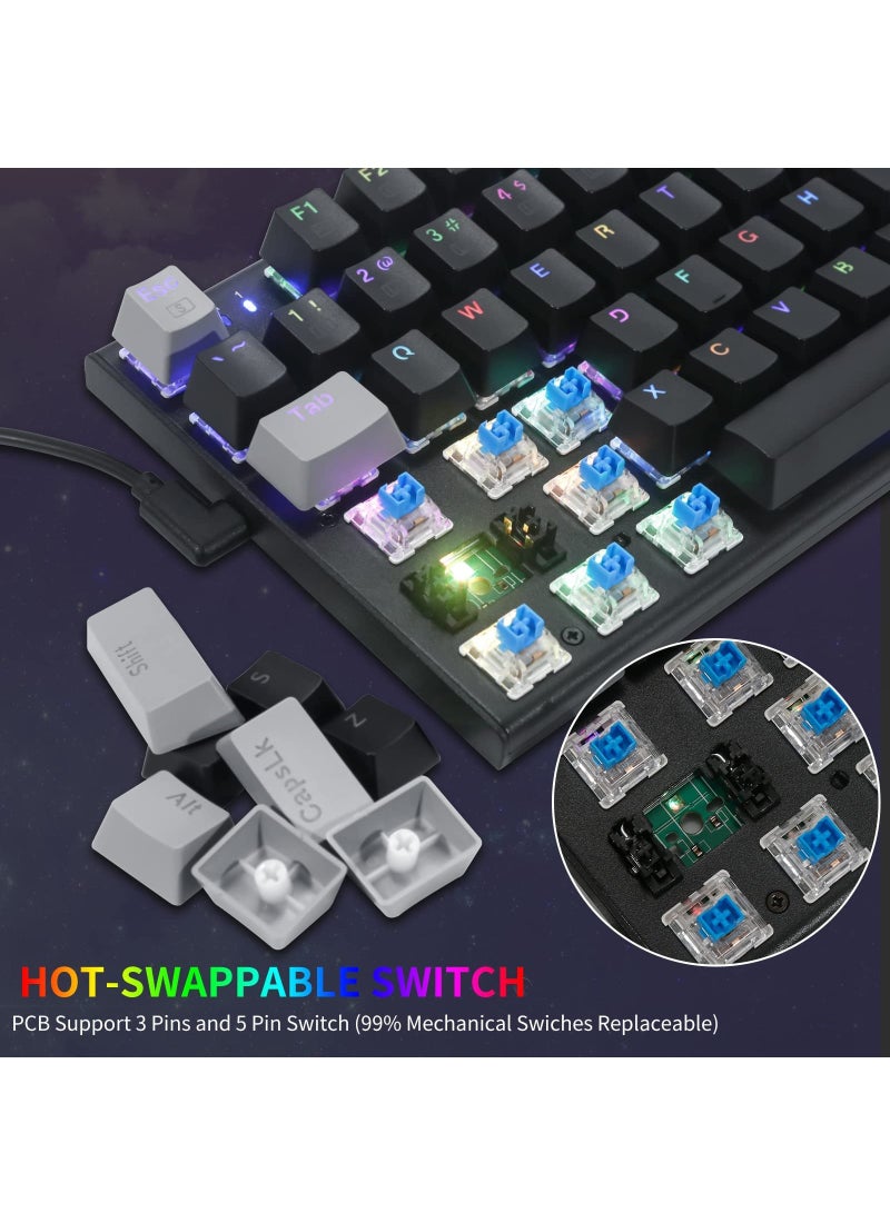 E-YOOSO Z-19 94key RGB Mechanical Gaming Keyboard Black Grey Blue Switches - Image 2