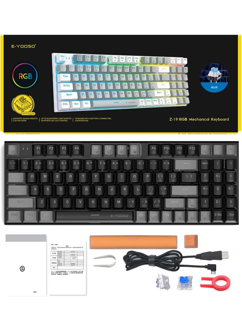 E-YOOSO Z-19 94key RGB Mechanical Gaming Keyboard Black Grey Blue Switches - Image 5