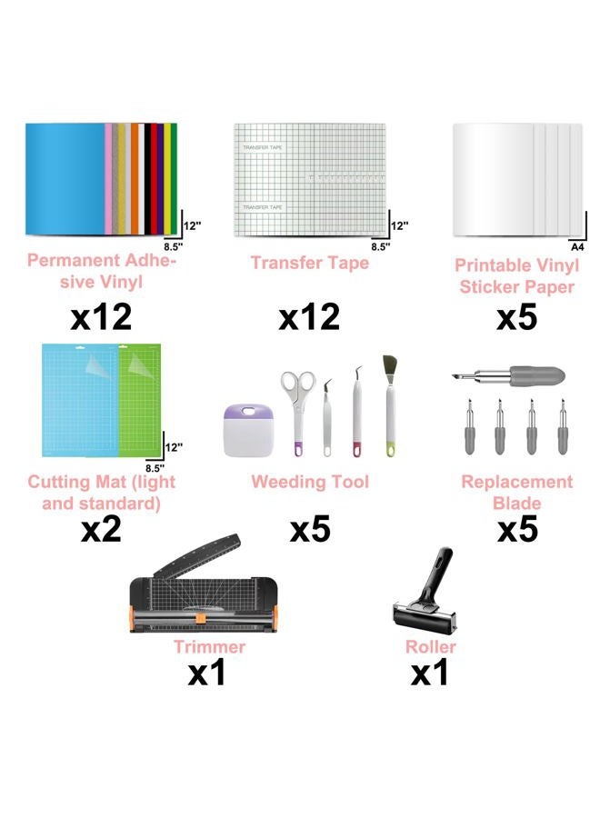 LOPASA Starter Kit for Cricut Joy Xtra Machine, Extra Bundle for Beginners, 8.5 x 12 Xtra Size Accessories and Supplies for Newbies, All Essential Tools and Material(Decal & Sticker Making Bundle) - Image 2