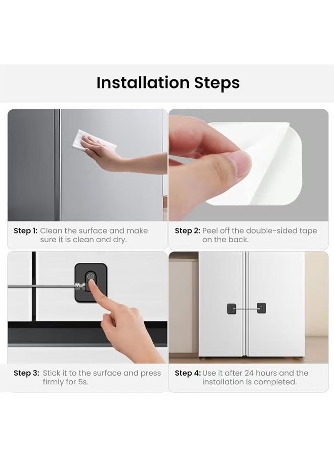 2 PCS Refrigerator Door Lock With Key, Child Proof Fridge Door Lock for Kitchen Freezer, Cabinets and Drawers, Air Oven Air Fryer, Closets, Windows - Image 4