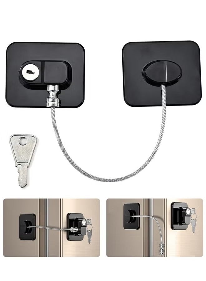 2 PCS Refrigerator Door Lock With Key, Child Proof Fridge Door Lock for Kitchen Freezer, Cabinets and Drawers, Air Oven Air Fryer, Closets, Windows - Image 1