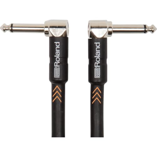 Roland Black Series Instrument Cable, Angled/Angled 1/4-Inch Jack, 6-Inch (RIC-BPC) - Image 1