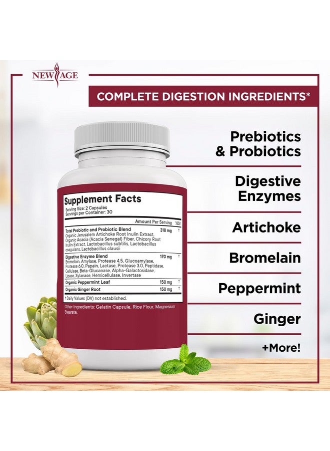 NEW AGE Digestive Enzymes for Gut Health - Probiotic Multi Enzymes with Prebiotics and Probiotics with Lipase for Women and Men for Digestive Health, Daily Enzymes for Digestion - 120 Count - Image 5