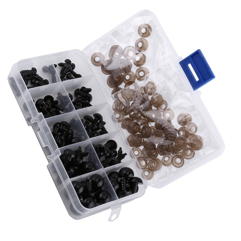 Doll Eyes: 100Pcs High Quality Plastic Resin Craft Eyes - Well Packed Assorted Storage Box Replacement Eyes for Bear Making, Sewing, Crochet Toy Projects - Image 4