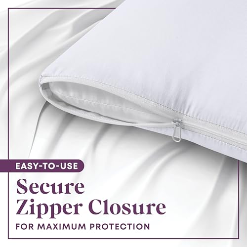 CirclesHome Pillow Protectors 4 Pack Queen Zippered - 100% Cotton Breathable Pillowcases - Protects Pillows from Dirt, Dust and Debris (Queen- Set of 4 - 20x30) - Image 3
