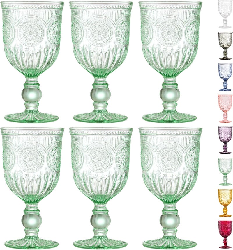 Yungala Green Wine Glasses set of 6 green goblets for lovers of green glassware or colored glassware that is dishwasher safe sturdy and durable - Image 1