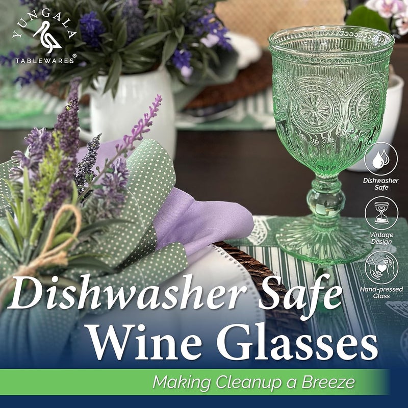 Yungala Green Wine Glasses set of 6 green goblets for lovers of green glassware or colored glassware that is dishwasher safe sturdy and durable - Image 4