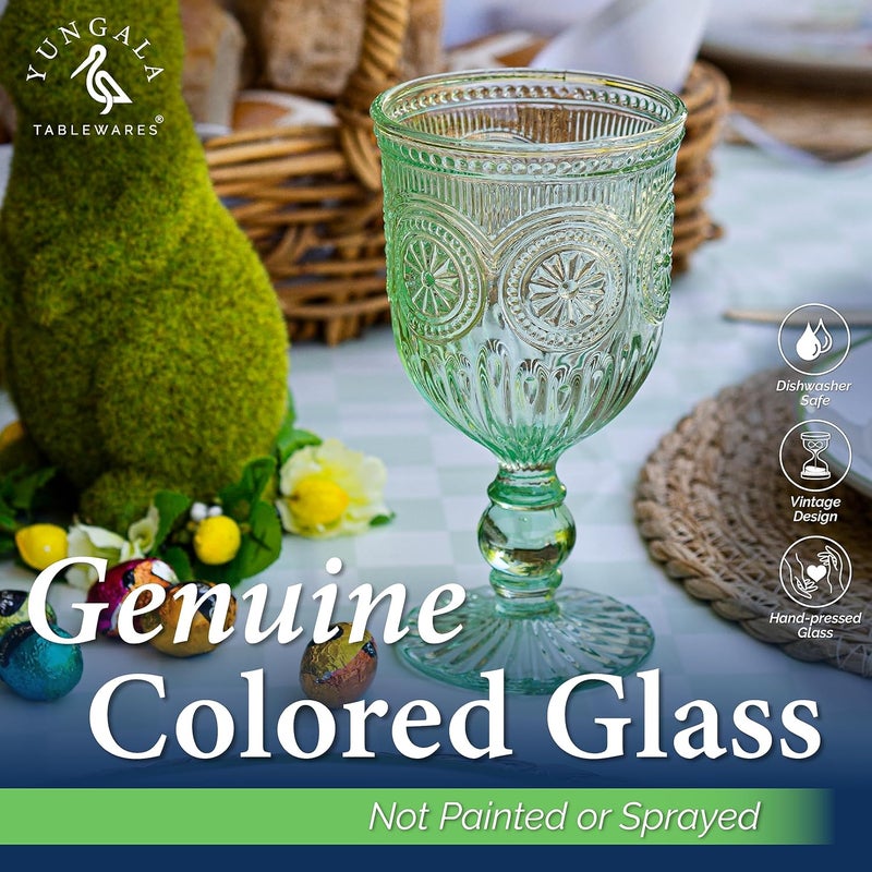 Yungala Green Wine Glasses set of 6 green goblets for lovers of green glassware or colored glassware that is dishwasher safe sturdy and durable - Image 5