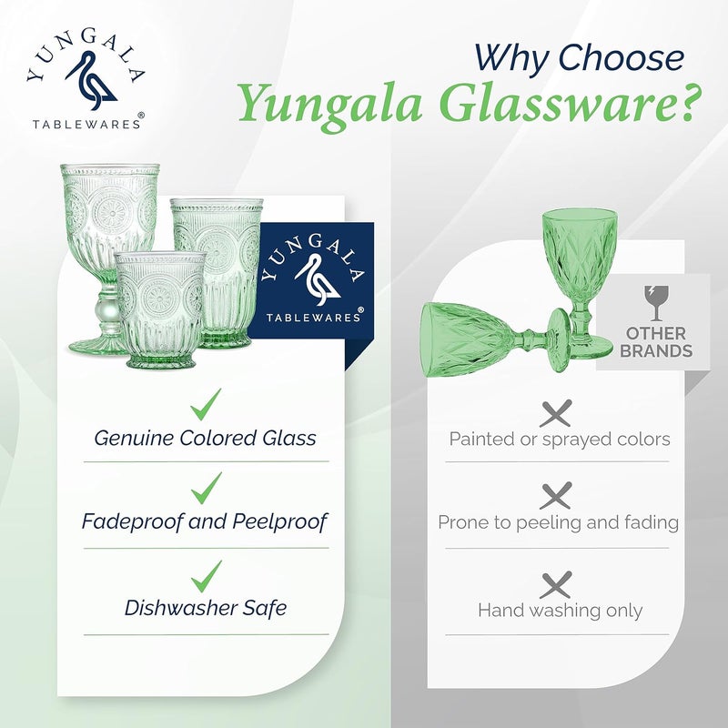Yungala Green Wine Glasses set of 6 green goblets for lovers of green glassware or colored glassware that is dishwasher safe sturdy and durable - Image 3