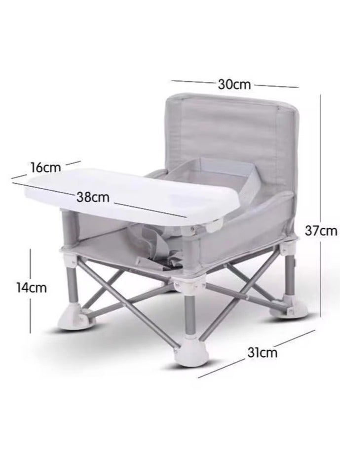 Baby Seat Booster High Chair, Space Saver High Chair, Portable High Chair, Folding Booster Feeding Chair, with Travel Bag (Grey) - Image 5