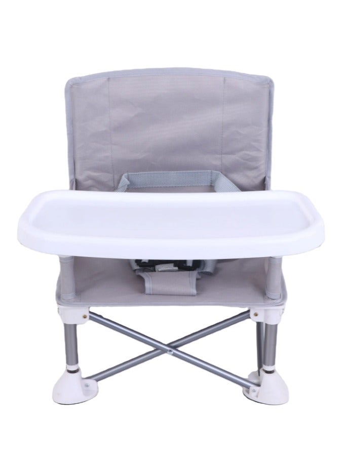 Baby Seat Booster High Chair, Space Saver High Chair, Portable High Chair, Folding Booster Feeding Chair, with Travel Bag (Grey) - Image 1
