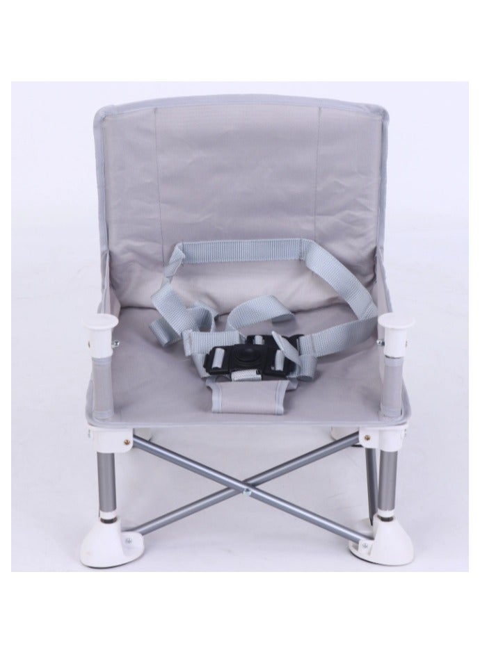 Baby Seat Booster High Chair, Space Saver High Chair, Portable High Chair, Folding Booster Feeding Chair, with Travel Bag (Grey) - Image 2