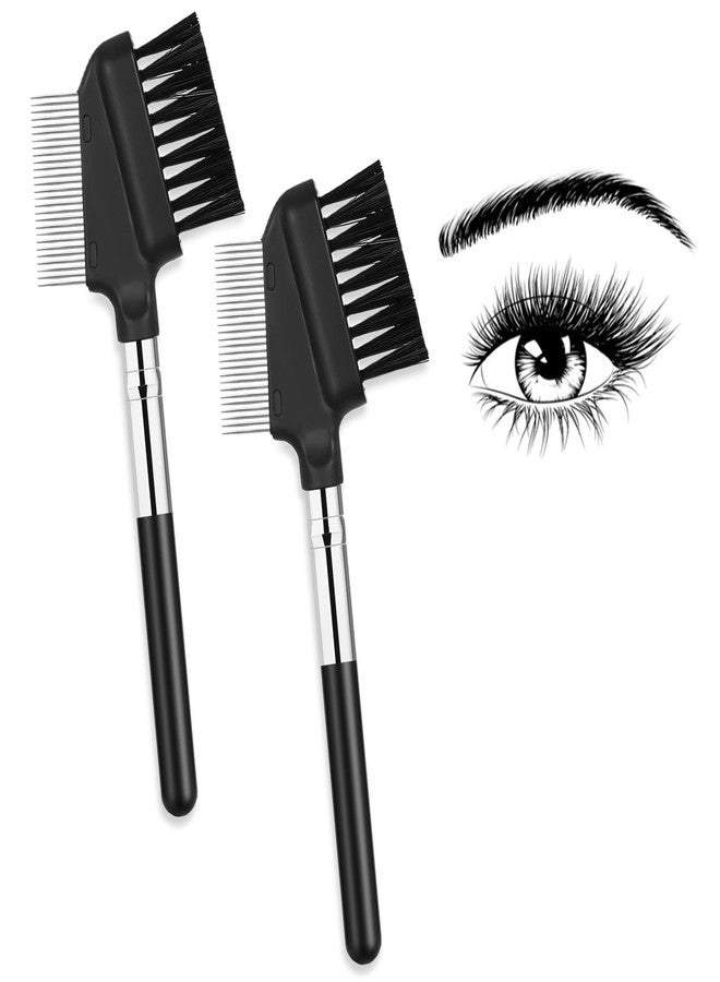 Sliverdew Small Eyelash Comb, 2 Pack Metal Eyelash Brush Eyelash Separator Tool Eyebrow Brush Grooming Eye Lash Separator Grooming Brushes Eyebrow Comb with Metal Teeth Eye Makeup Tool for Women (Short Handle) - Image 1