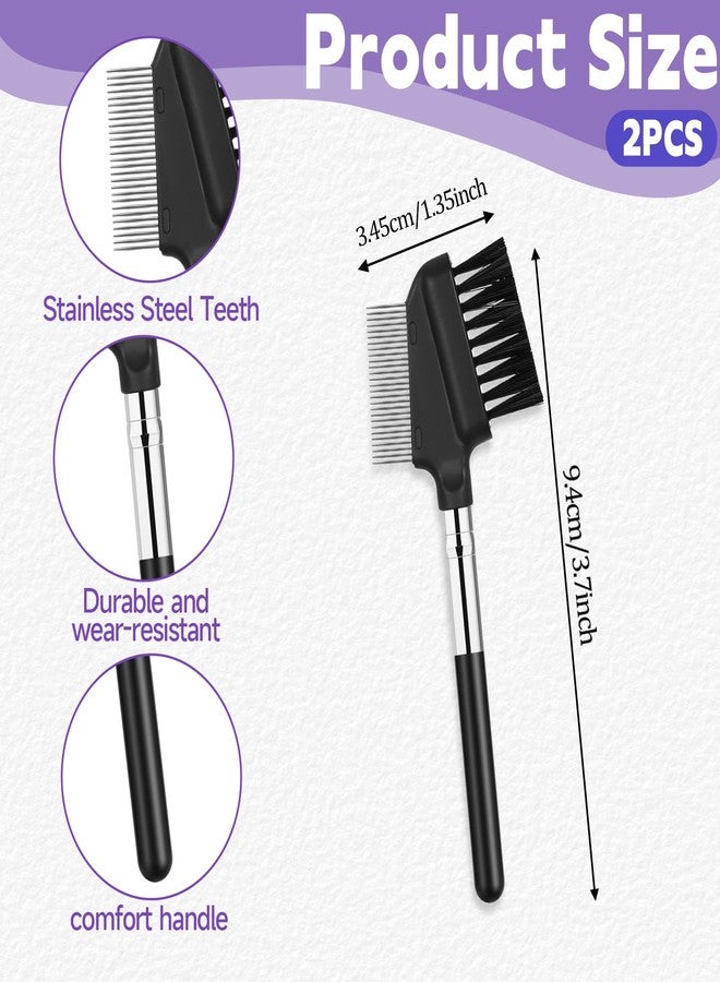 Sliverdew Small Eyelash Comb, 2 Pack Metal Eyelash Brush Eyelash Separator Tool Eyebrow Brush Grooming Eye Lash Separator Grooming Brushes Eyebrow Comb with Metal Teeth Eye Makeup Tool for Women (Short Handle) - Image 3