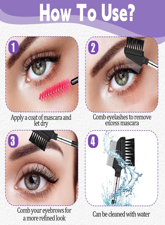 Sliverdew Small Eyelash Comb, 2 Pack Metal Eyelash Brush Eyelash Separator Tool Eyebrow Brush Grooming Eye Lash Separator Grooming Brushes Eyebrow Comb with Metal Teeth Eye Makeup Tool for Women (Short Handle) - Image 4