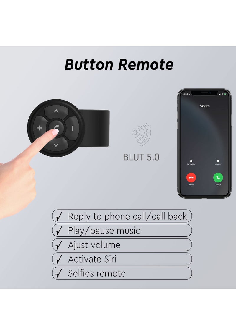 SYOSI Media Button Steering Wheel Remote Control for Car Bike Motorbike Boat IPX6 Waterproof Compatible Compatible for iPhone for Samsung Galaxy Any Android Device, Black  - Image 4