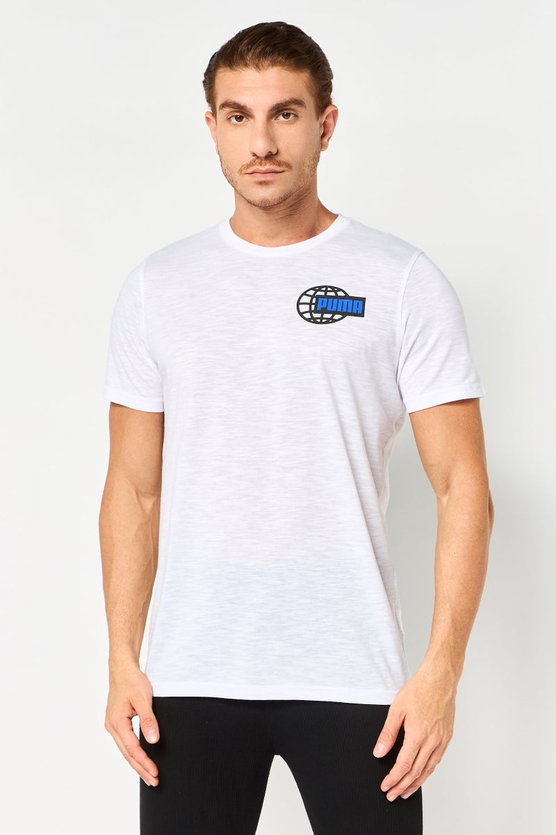 PUMA تي شيرت تدريب قصير الأكمام للرجال، رياضي، أبيض - Image 1