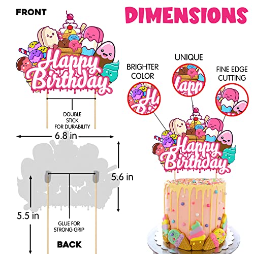 Zyozique Ice Cream Party Favor Decorations,Ice Cream Happy Birthday Paper Banner ,Cake Topper,Cupcake Topper and Pastel Balloons for Kid's Ice Cream Theme Party,Summer Pool Party Supplies - Image 4