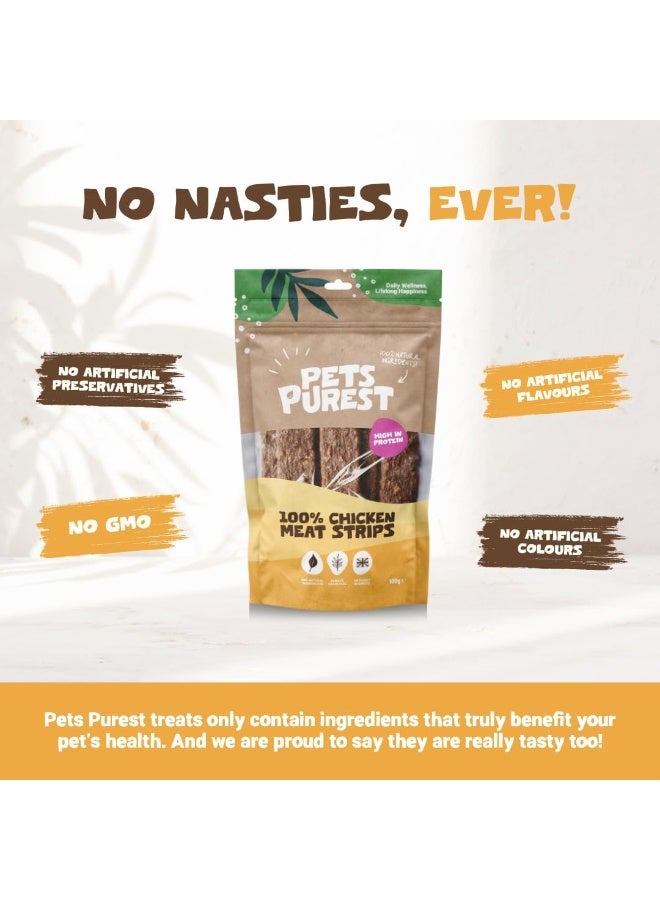 Pets Purest Chicken Strips, Air-Dried Chicken Dog Treats - 100% Natural, Grain Free, Low Fat, Raw Dog Treats Suitable for Puppy & Senior - 100g - Image 4