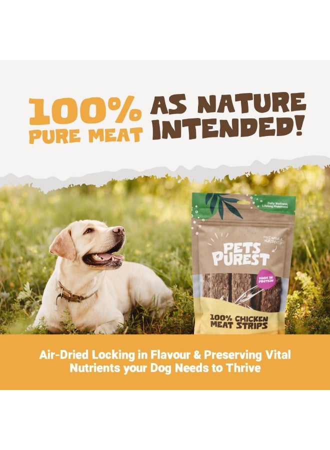 Pets Purest Chicken Strips, Air-Dried Chicken Dog Treats - 100% Natural, Grain Free, Low Fat, Raw Dog Treats Suitable for Puppy & Senior - 100g - Image 5