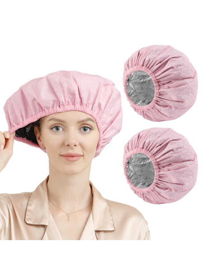 Peachjoy 2 Pieces Heat Cap for Deep Conditioning, Conditioning Cap Made of Aluminum Foil for Home and Salon Use, Hair Dyeing And Hot Oil Treatment Tools（ Pink ） - Image 1