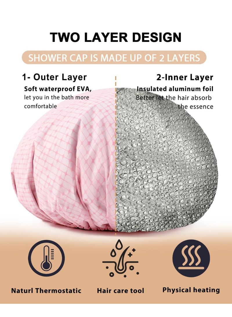 Peachjoy 2 Pieces Heat Cap for Deep Conditioning, Conditioning Cap Made of Aluminum Foil for Home and Salon Use, Hair Dyeing And Hot Oil Treatment Tools（ Pink ） - Image 4