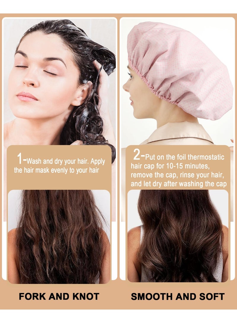 Peachjoy 2 Pieces Heat Cap for Deep Conditioning, Conditioning Cap Made of Aluminum Foil for Home and Salon Use, Hair Dyeing And Hot Oil Treatment Tools（ Pink ） - Image 3
