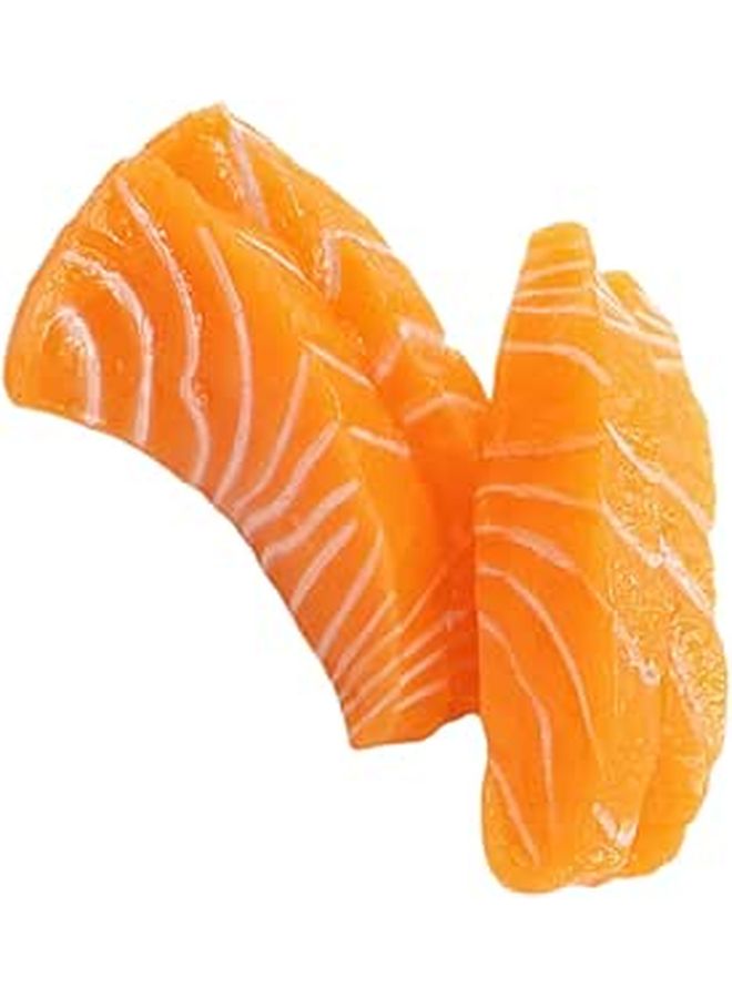 2 Realistic Salmon Slice Models Sashimi Decor for Home Restaurant Display Fish Prop - Image 1
