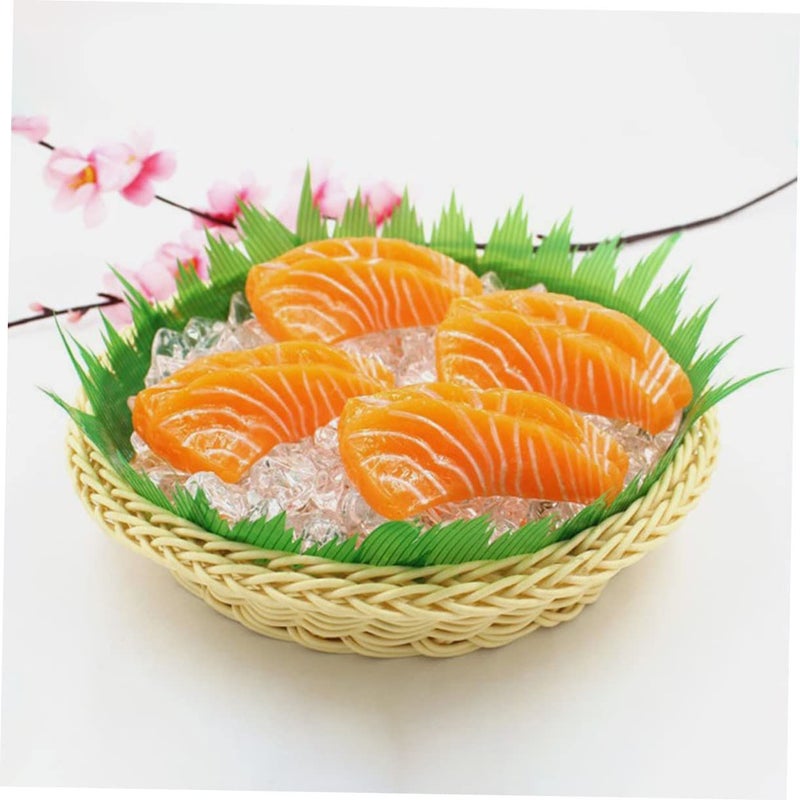 2 Realistic Salmon Slice Models Sashimi Decor for Home Restaurant Display Fish Prop - Image 5