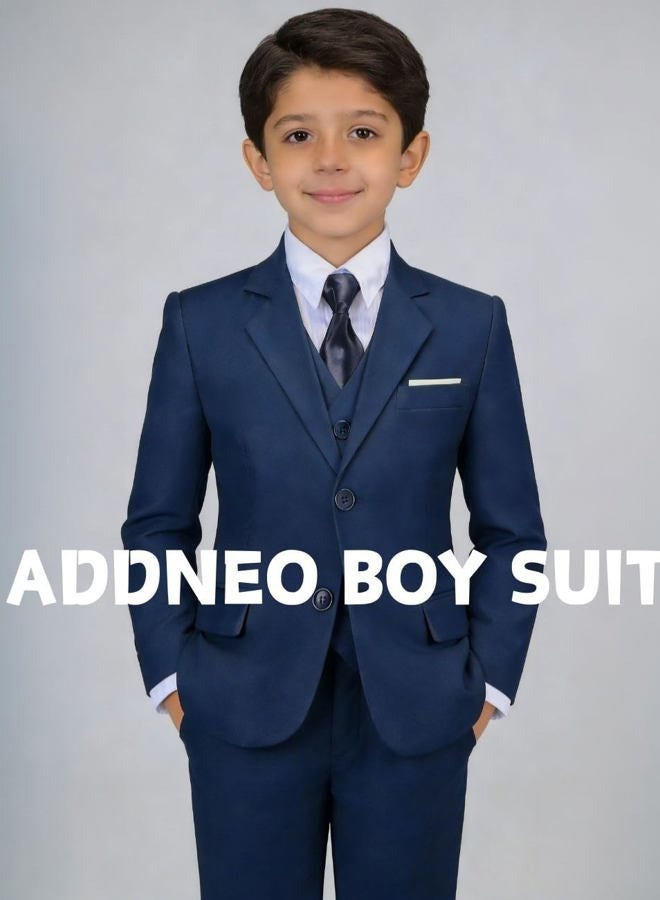Addneo Boys Navy Blue Suits for Kids Outfit 5 Piece Toddler Boy Silm Fit Suit Tuxedo Size 12 - Image 2