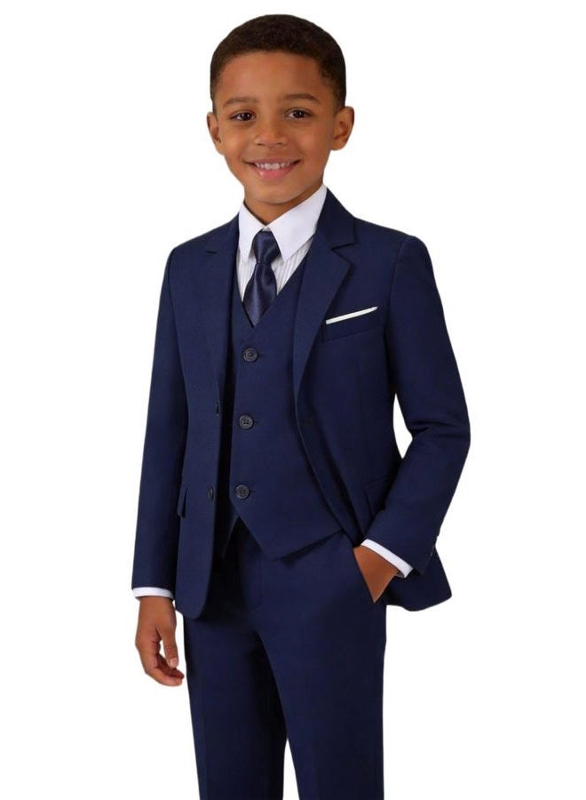 Addneo Boys Navy Blue Suits for Kids Outfit 5 Piece Toddler Boy Silm Fit Suit Tuxedo Size 12 - Image 1