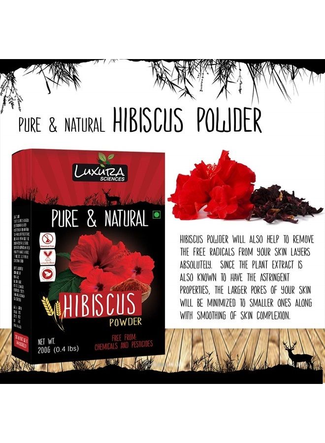 Luxura Sciences Hibiscus Powder For Hair Growth 200 Grams, Hibiscus Flower Powder Natural for winter special. - Image 3
