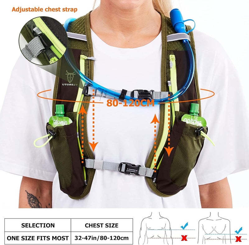 UTOBEST Running Vest, 5L Hydration Vest Lightweight, Breathable and Sweatproof Running Backpack, Adjustable Running Hydration Vest for Trail Running Marathon Race Jogging Cycling - Image 4