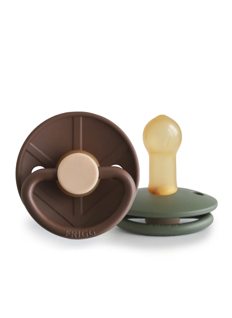 FRIGG Little Viking Latex Baby Pacifier 6-18M 2-Pack Cocoa/Olive - Size 2