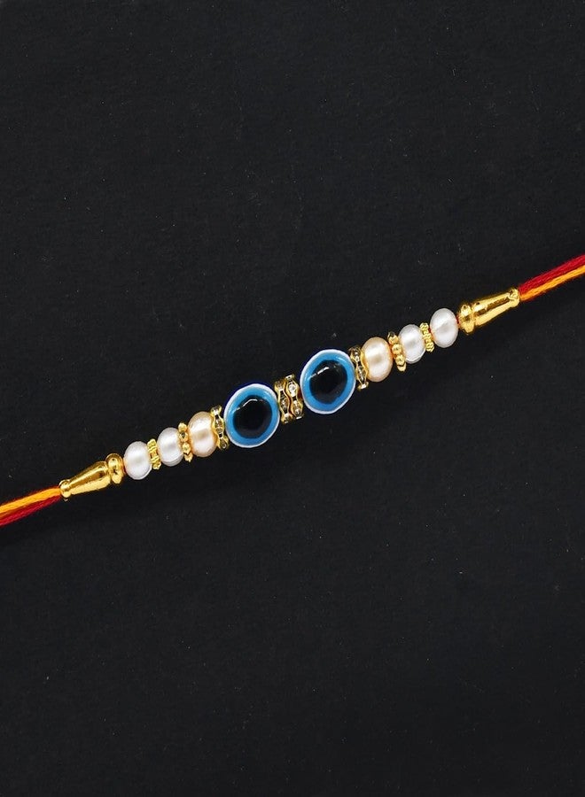 Natali Traders Evil Eye Rakhi Set of 10 - Rakhi for Brother with Roli Chawal Chopra - Good Luck Charms - Designer Rakhee - Stone Rakhis - Image 4